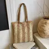 Transfronterizo 2026 Primavera Nuevo Estilo Bolso Tejido a Mano Gran Capacidad Bolso de Mujer Bolso Tejido de Paja Bolso Tote de Hombro Rayado