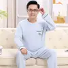 Pijama Grueso de Doble Cara con Cuello Redondo y Mangas Largas de Talla Grande para Hombres de Mediana Edad y Mayores, Conjunto de Ropa de Casa para Papá que se Puede Usar Afuera