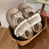 Sapatos Peludos Femininos Doces com Renda e Velcro para Outono e Inverno, Pantufas de Algodão da Moda Casual
