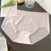 Calcinha Cueca Feminina de Seda de Gelo Sem Costura, Cintura Média, Bumbum Pêssego 3D, Não Aperta, Não Enrola, Triângulo Tamanho Grande, Forro de Algodão Puro