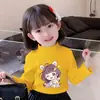 Camisetas de Manga Longa com Gola Alta Meia-Estação Outono/Inverno para Meninas, Camisetas Básicas para Crianças e Bebês, Tops de Veludo Modernos e Fofos