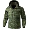 Traje de camuflaje con forro polar para otoño e invierno para hombre con capucha desmontable, chaqueta de trabajo exterior resistente al agua