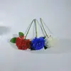 Crisantemo artificial de cuatro cabezas transfronterizo en rojo, blanco y azul para decoración del hogar y de bodas, flores artificiales y flores secas al por mayor