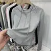 Camiseta de Manga Larga con Capucha y Media Cremallera para Mujer 2026 Nueva Colección Primavera y Otoño Camisa Base Blanca con Top Corto de Talla Grande Debajo