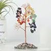 Árbol de Grava de Cristal Natural Tejido a Mano Árbol de Grava de Cristal de Energía Base de Lámina de Ágata Adornos Al Por Mayor