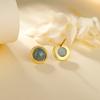 Aretes Cabujón de Jade Azul Natural de Plata Esterlina S925 para Mujer, Joyería Simple de Jade con Incrustaciones de Nuevo Estilo Chino H