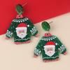 Aretes Navideños de Acrílico Transfronterizo Europeo y Americano Aretes de Suéter Copo de Nieve Santa Claus Dibujos Animados Joyería para la Oreja para Mujer