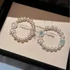 Pulsera con Lazo de Perlas Aquamarus Dulces Francesas Moda Corazón de Chica Suave Pulsera Elástica para Mejores Amigas
