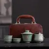 Juego de Té Kung Fu de Viaje Horno Dingge Tetera Cerámica Portátil para Viajes al Aire Libre Regalo de Negocios