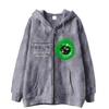 Sudadera con cremallera y estampado de bola de espina verde inspirada en el diseño, sudadera casual holgada, chaqueta tipo cárdigan para hombre