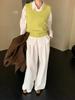 Camisa Suer Elegante Colgante Trece Líneas Sentido de Alta Calidad Perfil Fregado Holgado Pantalones Casuales para Mujer Cintura Alta Rectos de Pierna Ancha