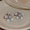 Pendientes de plata S925 con diseño de flor azul degradado y aguja para mujer, elegantes y combinables con todo tipo de estilos de verano.