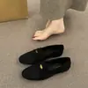 Tacón Bajo Otoño/Invierno Gamuza Pedal 2025 Mocasines Mujer Suela Gruesa Planos Mujer Cabeza Redonda Zapatos de Cuero Perezosos Boca Profunda
