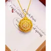Colgante Brújula Girasol Filigrana Hueca Método Antiguo con Carácter de Fortuna, Nuevo Estilo Chino Lujo Ligero Colgante Redondo Cadena para Suéter