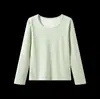 Nuevo Top Base Grueso Forrado de Polar Otoño e Invierno para Mujer, Ajustado en Axilas, Cálido, Color Sólido, Cuello Redondo, Manga Larga