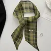 Pañuelo Pequeño de Lino a Cuadros Estilo Retro para Mujer Nueva Colección Primavera Verano 2026 Versátil Decorativo Pañuelo Pequeño Cinta Serpentina Multifuncional
