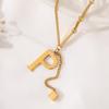 Collar de Cadena para Clavícula con Borla y Juego de Letras de Moda Europea y Americana, Diseño Nicho, Acero de Titanio, para Mujer, No se Desvanece, Joyería