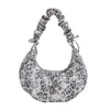 2026 Nova Bolsa Plissada Retrô com Estampa de Leopardo Feminina de Grande Capacidade Casual para Axila Moda para o Trabalho Transversal Bolsa Feminina