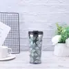 Copo com Interior de Aço e Exterior de Plástico, Copo de Água Portátil de Grande Capacidade, à Prova de Vazamento e Isolado, Revestimento de Copo Térmico para Escritório 304
