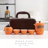 Conjunto de Chá de Viagem Portátil Estilo Camping ao Ar Livre Equipamento para Preparar Chá de Viagem Acompanha Copo Rápido Um Bule Três Xícaras