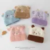Gorro de lana para niños de otoño e invierno, gorro de punto tridimensional de dibujos animados, gorro tejido para niños y niñas