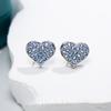 Modernos Aretes Chanel-Style en Forma de Corazón con Corindón Rojo y Espinela Azul Claro, Exquisitos Pasadores de Clip para Orejas de Corazón Durazno Dulces y de Alta Gama para Mujer