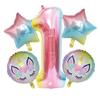 Balão de alumínio unicórnio digital grande com gradiente de arco-íris de 40 polegadas, pacote de decoração de aniversário