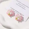 Dopamina Fresca Degradado Color Gelatina Flor de Cinco Pétalos DIY Dulce Lindo Pendientes Pinzas para el Cabello Accesorios de Flor para Zapatos para Mujeres