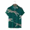 2024 Exportação Verão Novo Estilo Impressão Digital Popular 3D Simples e Fofo Pequeno Animal Camisa Casual Solta Masculina