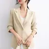 Chaqueta de traje pequeña de verano para mujer, delgada, de temperamento superior, ajustada, antiedad, sencilla, adelgazante, informal, combina con todo.