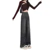 Jeans Rectos de Pierna Ancha de Moda Callejera Talla Grande con Forma de Pera para Chicas Gorditas, Pantalones de Pierna Ancha de Cintura Alta con Nuevo Diseño Otoño 2025