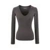 Camisetas de Cachemir para Otoño e Invierno para Mujer 2025 Nueva Versátil Aspecto Adelgazante Cuello en V Hombro Derecho Cintura Manga Corta Manga Larga Camiseta