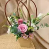 Bolsa Tote Flor de Natal, Bolsa Tote Flor Kraft, Sacola para Embalagem de Flores, Caixa para Embalagem de Arranjo Floral com Flores Azuis