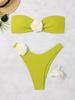 [Maiô de moda praia europeia e americana feminino] tomara que caia dividido flor 3D multicolorido biquíni sexy maiô de comércio exterior