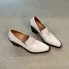 Mocasines Retro de Tacón Grueso y Punta Cuadrada para Mujer Nuevos sin Cordones Planos para Viajar al Trabajo Estilo Británico Zapatos Pequeños de Piel Planos Mujer
