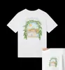 Camiseta de Manga Corta Blanca con Estampado de Arco de Talla Europea Transfronteriza Camiseta Casual de Cuello Redondo Diseño Gráfico de Verano