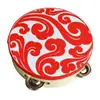 Venta al por mayor del fabricante Pandereta para niños de 6 pulgadas, 8 pulgadas, 10 pulgadas, Accesorios de baile, Pandereta de imitación de cuero, Color madera, Rojo, Baile
