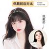 Diadema de Pedrería Flequillo Peluca para Mujer Cortina Frontal Cubre Cabello Blanco Peluca de Flequillo Aire Blanco