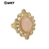 MR028 Anillo de Joyería para Fiesta Estilo Palacio Retro Exquisita Gema Redonda Pequeña Incrustada con Circonita Multicolores Opcionales para Mujer