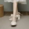Zapatos Mary Jane Franceses 2026 Nuevo Estilo Hada Primavera/Verano Tacón Grueso Perla Tacones Altos Elegantes Zapatos de Salón para Mujer para Combinar con Vestidos
