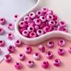 Cuentas Acrílicas Bicolores Difuminadas con Agujero Grande Cuentas Redondas Perforadas de Color Sólido Material para Manualidades DIY con Cuentas Plástico Suelto Al por Mayor