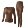 Conjunto de Roupa Íntima Térmica Tendência para Outono e Inverno do Tiktok Live para Mulheres, Blusa de Manga Longa e Calça Longa, Roupa Térmica de Corte Justo