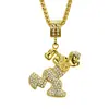 Explosiones Nuevo Collar Europeo y Americano Incrustado de Diamantes Colgante de Personaje de Dibujos Animados Tridimensional Collar Exagerado de Moda para Hombres de Discoteca