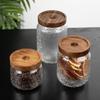Frasco de Almacenamiento de Madera de Acacia Martillada Organizador de Cocina para Granos, Granos de Café, Hojas de Té, Frasco Sellado de Vidrio, Botella Sellada de Vidrio