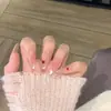 Puntas de Uñas Portátiles Tendencia en Tiktok con Acabado de Alta Gama, Pegatinas de Manicura Francesa con Estampado de Leopardo Ojo de Gato, Uñas Postizas Lindas Removibles