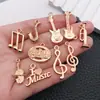 Kc Oro Retro Notas Musicales Música Guitarra Instrumento Pulsera DIY Llavero Pendientes Colgante Pulsera Joyería Accesorios