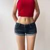 Shorts Jeans Reto Único e Moderno para Mulheres, Design Primavera e Verão com Bainhas Dobradas, Shorts Jeans da Moda