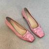 Sapatos Femininos Quadrados Elegantes com Laço, Estilo Primavera e Outono 2026, Rasteirinhas Shallow Slip-On com Salto Bloco, Sapatos Mary Jane