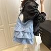 Corea del Sur Falda Tela Fruncida Bolso Mujer 2025 Nueva Moda Tendencia Nicho Bolso Tote Gran Capacidad Bolso Cruzado