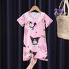 Camisón infantil, pijama de verano para niñas, de manga corta, con falda fina de encaje, ropa de casa para niñas de dibujos animados de talla mediana y grande.